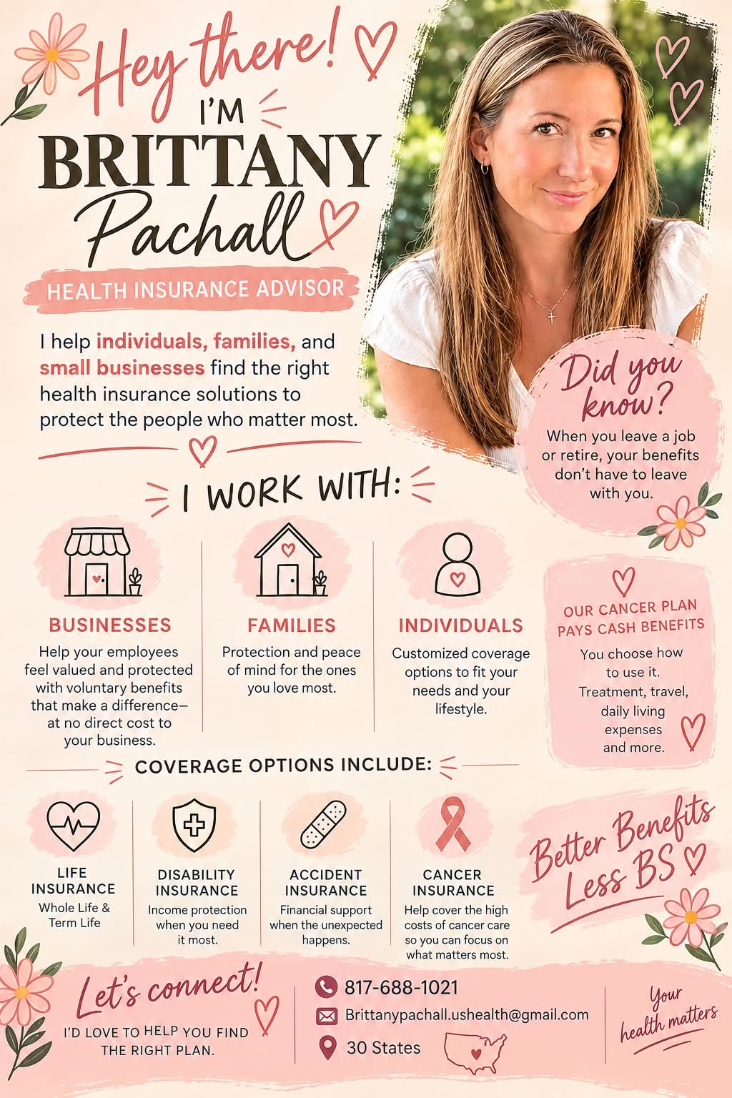 Brittany Pachall Services Infographic: Life, Disability, Accident, Cancer Insurance